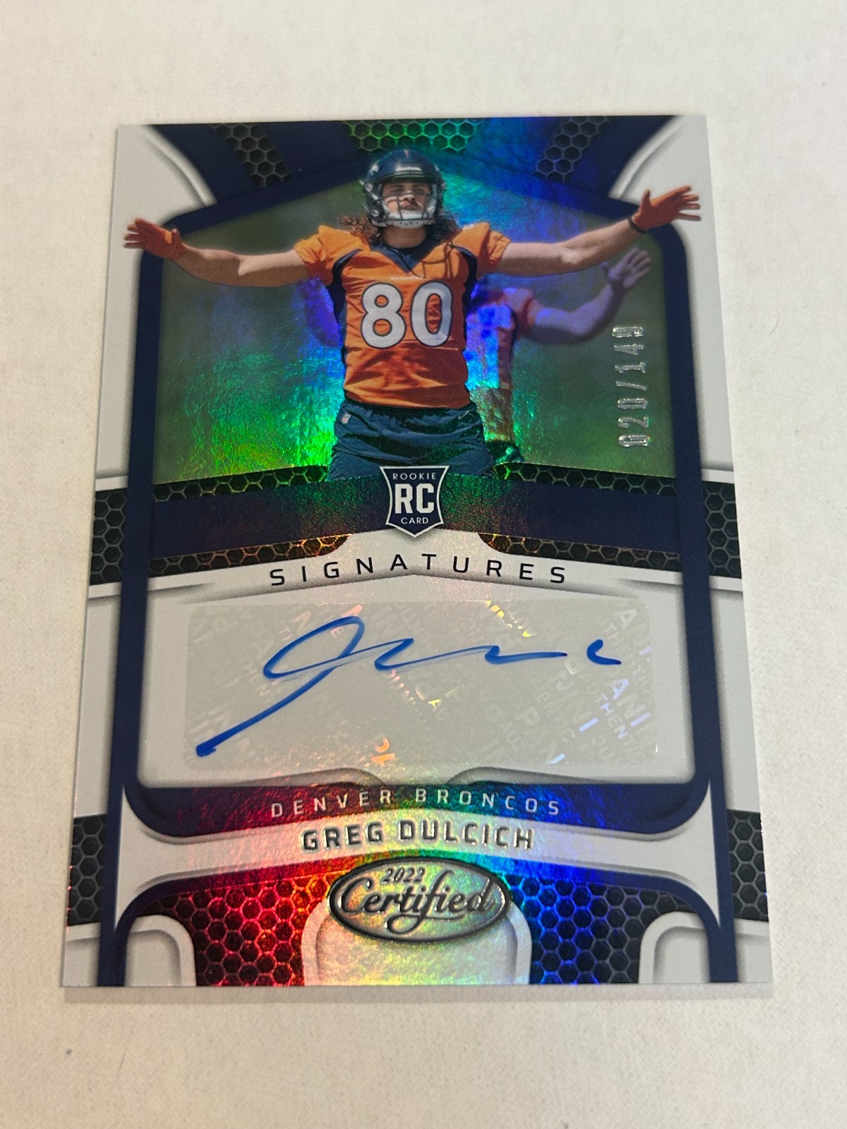 Greg Dulcich Panini Certified Rookie Signatures #RSGD Base