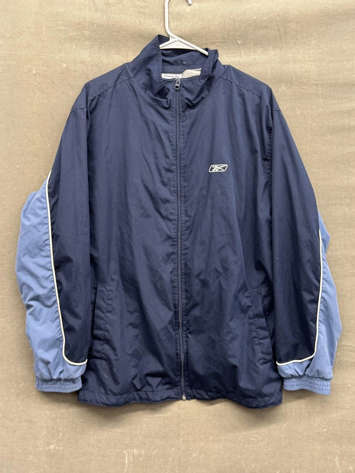 Reebok Jacket Mens Extra Large Navy Blue Full Zip Windbreaker Track Athletic XL