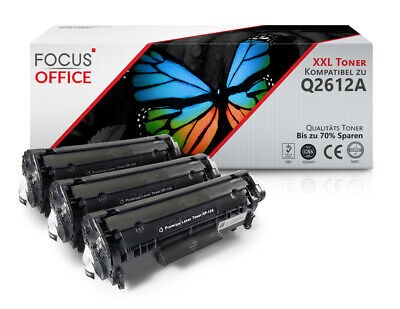 3x Toner für HP LaserJet Q2612A 1010 1012 1015 1018 1020 1022 3015 3030 3050 12A