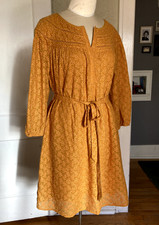 Anthropologie Treva Embroidered Tunic MEDIUM Yellow Gold Leaves Daniel Rainn