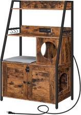 Litter Box Enclosure with 2 Storage Shelves, Tall Litter Box Furniture Hidden wi