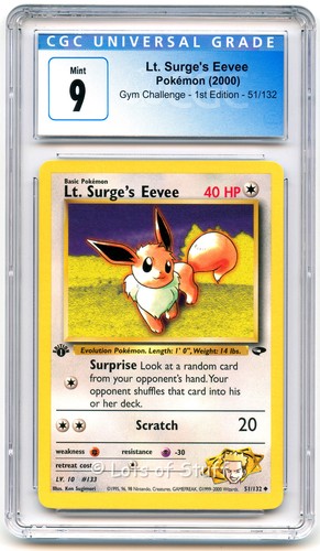 Lt. Surge's Eevee (1st Edition) graded CGC 9 for sale on eBay