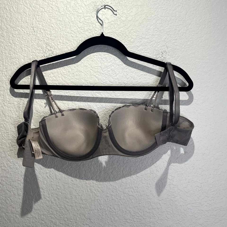 Sujetador push up Victoria's Secret para mujer 36B gris nailon elástico detalle de encaje acolchado Foto 2 de 4