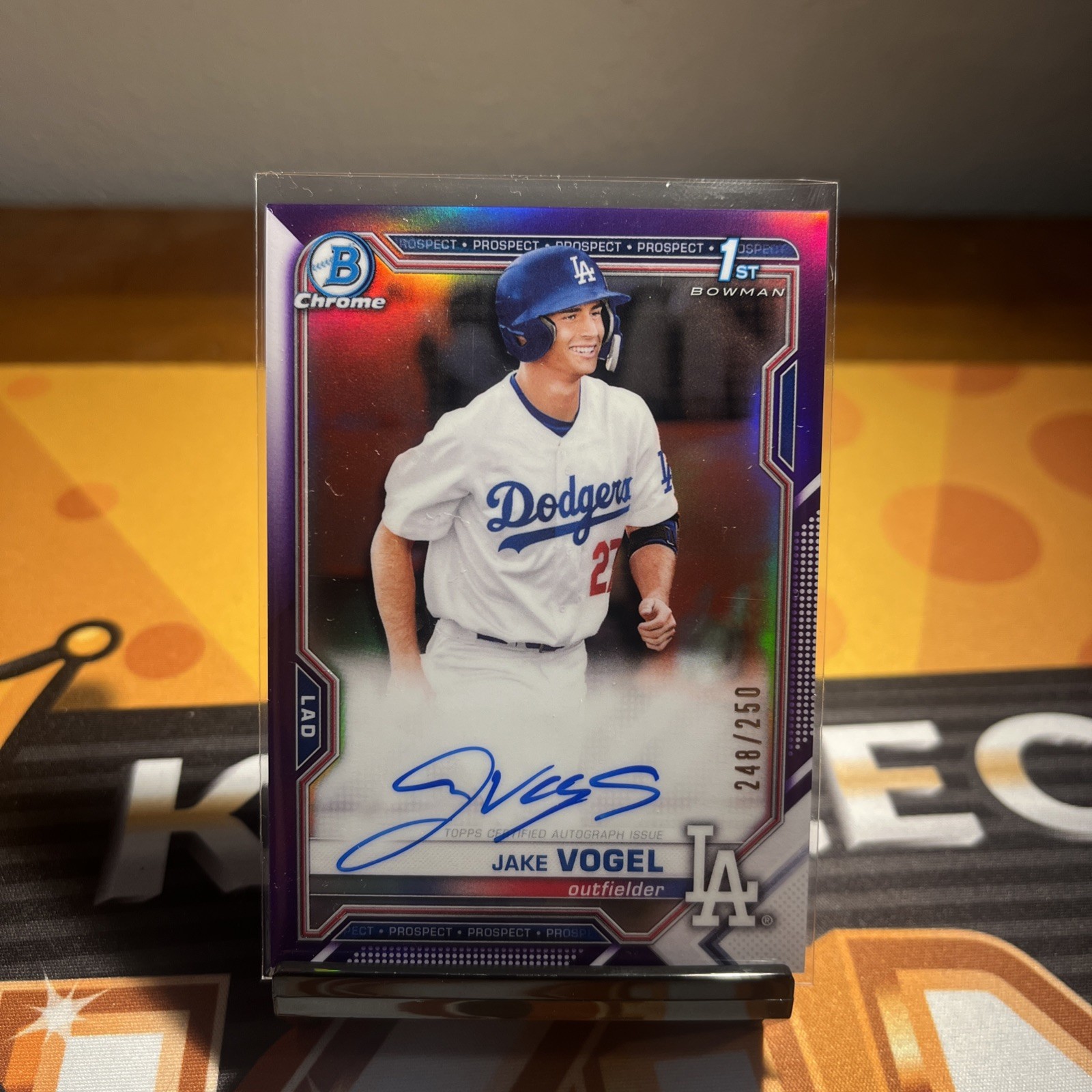 2021 Bowman Chrome JAKE VOGEL 1st RC Prospect Purple Refractor Auto /250