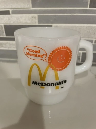 McDonalds Vintage Milk Glass Coffee Mug by Anchor Hocking Fire King Made in USA