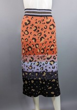 Anthropologie Maeve Leopard Sweater Knit Pencil Skirt Midi Textured Stretch Sz L