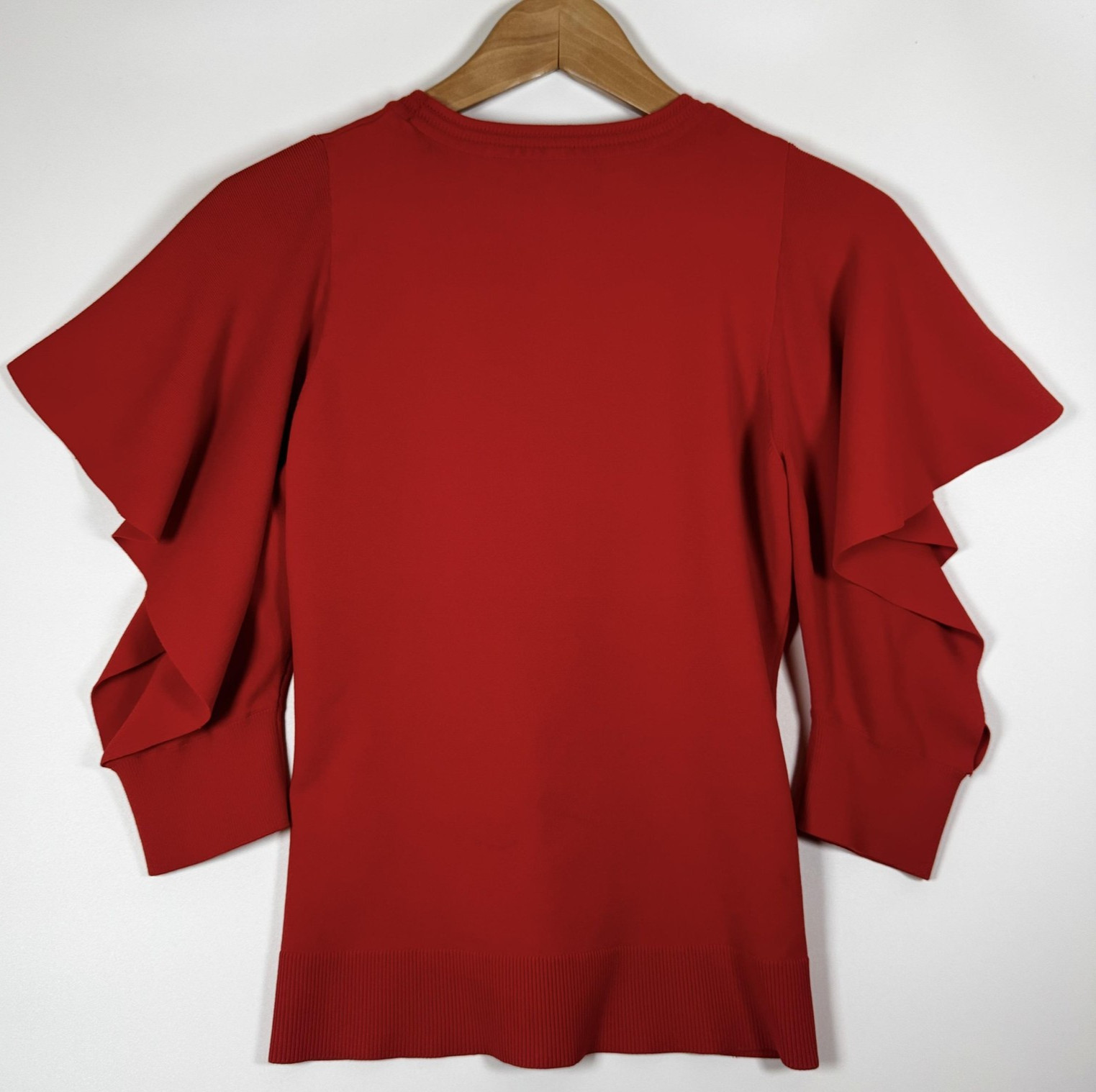 Opening Ceremony Sweater Womens Medium Red Ruffle Sleeve Pullover Statement Top image 4
