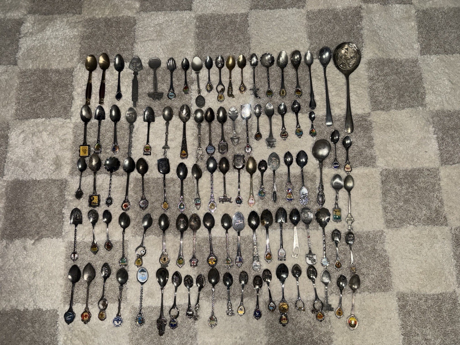 Vintage Souvenir Collectible Spoon Lot, Assorted Silver Color Metal Spoons
