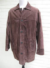 MARC NY  Men's Suede Classic Car Coat Quilted Lining Dark Brown LG