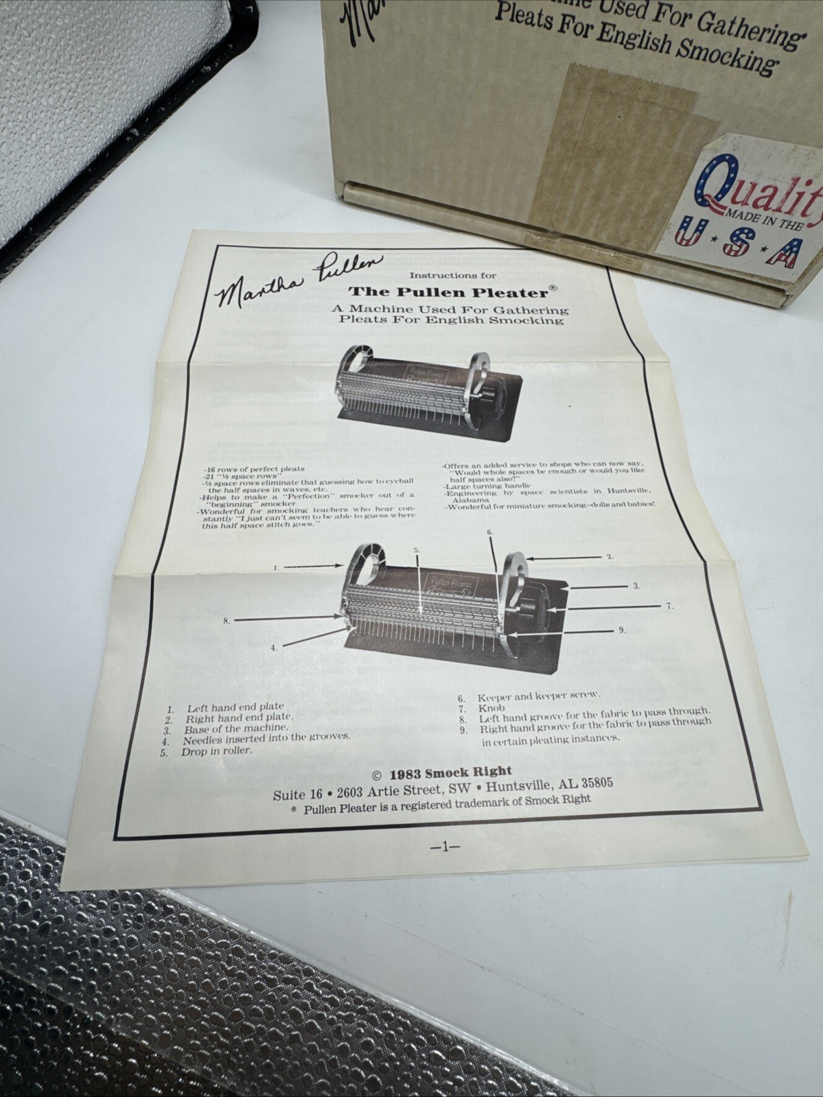 Pullen Pleater by Smock Right USA Smocking Machine w/Box Instructions ...