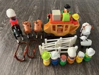 Vintage Fisher Price Little People Complete Access. Western Town Saddle + Extras