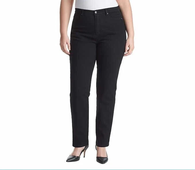 NWT GLORIA VANDERBILT AMANDA 1644310 BLACK TAPERED LEG JEANS SZ 12 SHORT