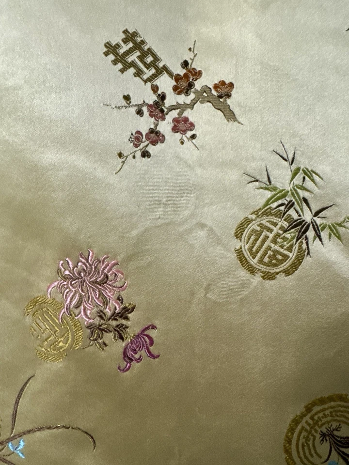 Винтажная двусторонняя китайская шелковая парчовая куртка Ai Feng с золотой цветочной красной подкладкой - Изображение 4 из 4