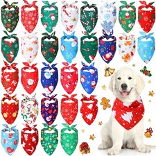 30 PCS Christmas Triangle Dog Bandanas Bibs Scarf Kerchief Set Pet Costume