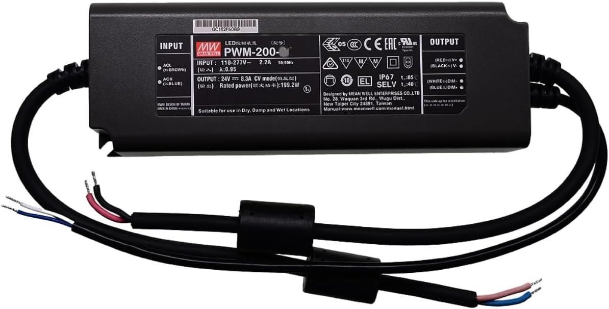 Transformateur LED Mean Well PWM-200-12BLE anti-scintillement 180W