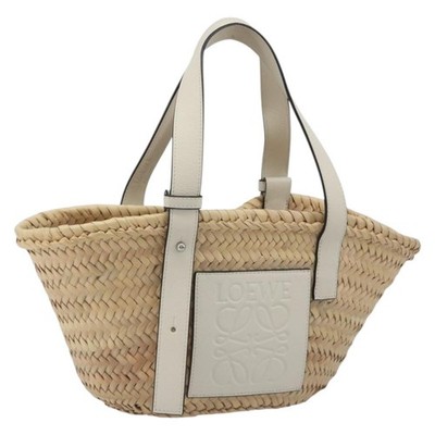 LOEWE Tote Bag Raffia Beige Auth bs36197M
