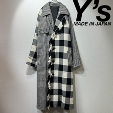 Y  s ys Yohji Yamamoto 14AW Fringe Geometric Pattern Knit Gown Coat Used Japan