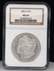 1883-O Morgan Silver Dollar NGC MS64 90% Bright White $1 US Coin KM# 110 (Gen13)