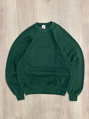 vintage 90s Blank Forest Green Sweatshirt USA Made L Jerzees Crewneck Pullover
