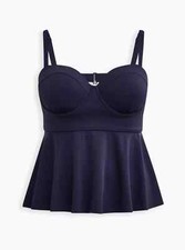 Torrid Peplum Underwire Retro Adjustable Swim Top Blue 1 DD/DDD B92048