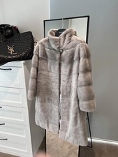 £8000 Genuine Fur Real Mink Fur Gray Coat Size Xs-m