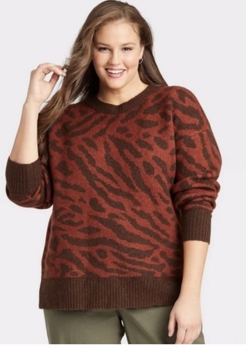 Ava \u0026 Viv Sweater Pullover Top Brown 