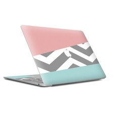 Skin Decal Wrap for MacBook Air Retina 13 Inch - Pink Teal Gray Chevron pattern