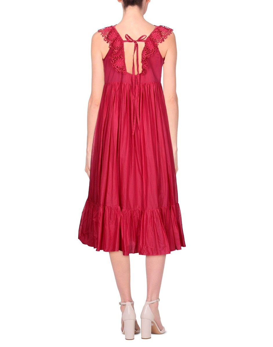 NWT Red Valentino Guipure Lace Cotton Dress 44EU,U.S.6/8 Raspberry 