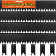 LAVEVE Landscape Edging Galvanized Steel Black, Hammer-in Metal Garden Edging...