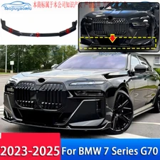 ABS *3PCS GLossy Black Front Bumper Spoiler Lip Cover For BMW 7 Series 2023-2026