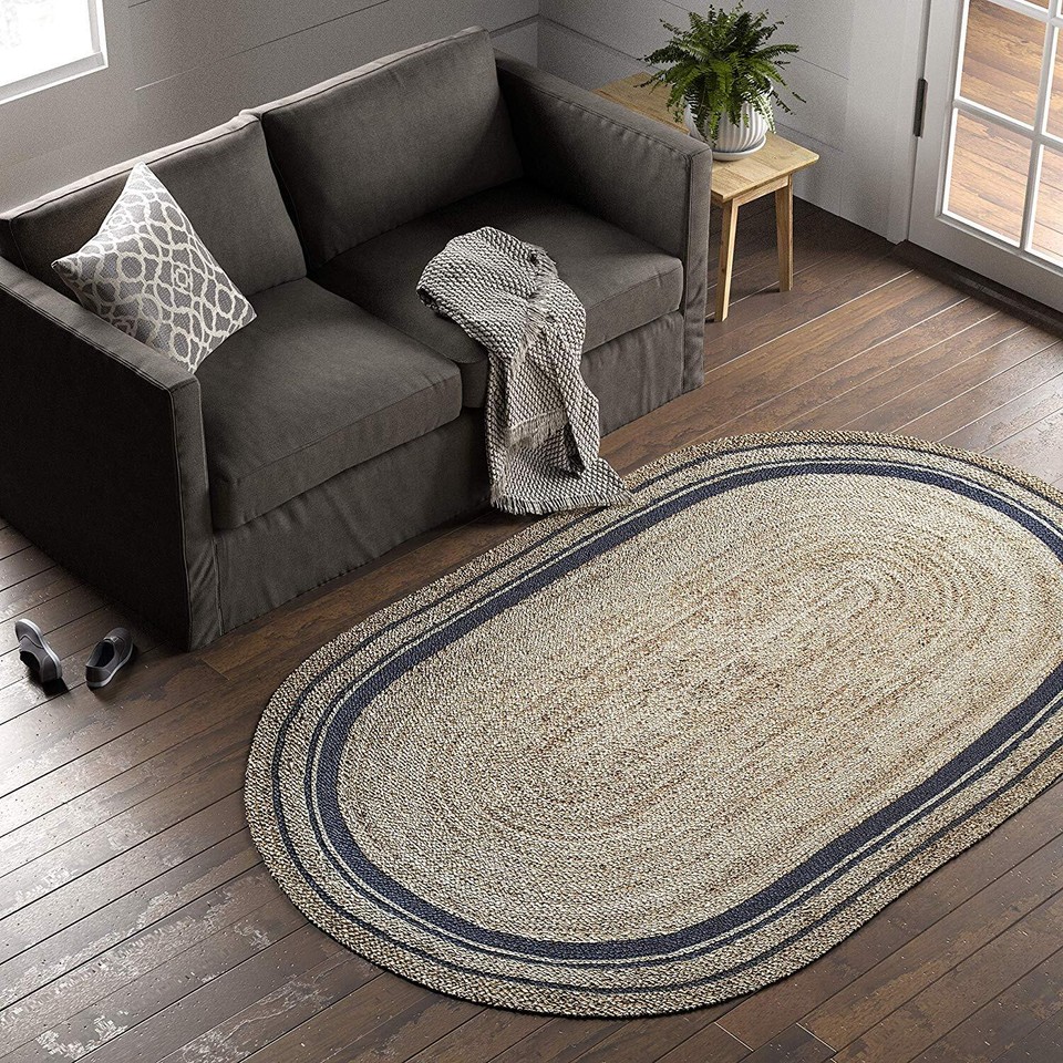 Rug Natural Jute Hand Braided Oval Shape Reversible Braided Modern ...