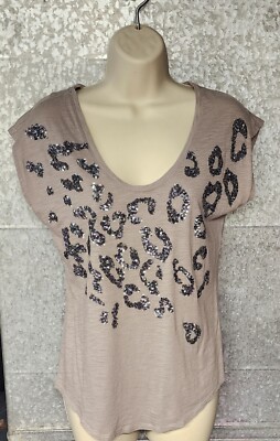 Express Grey Top Safari Leopard Prints Womens Size Small
