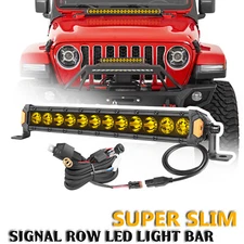 For Jeep Wrangler JK JL Slim 12" Single Row LED Light Bar Combo Off Road Driving
