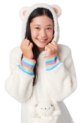 Justice Girls Pajamas White 8 Faux Sherpa 2 Piece Set Hoodie Top Pants Plush Toy - Picture 8 of 11