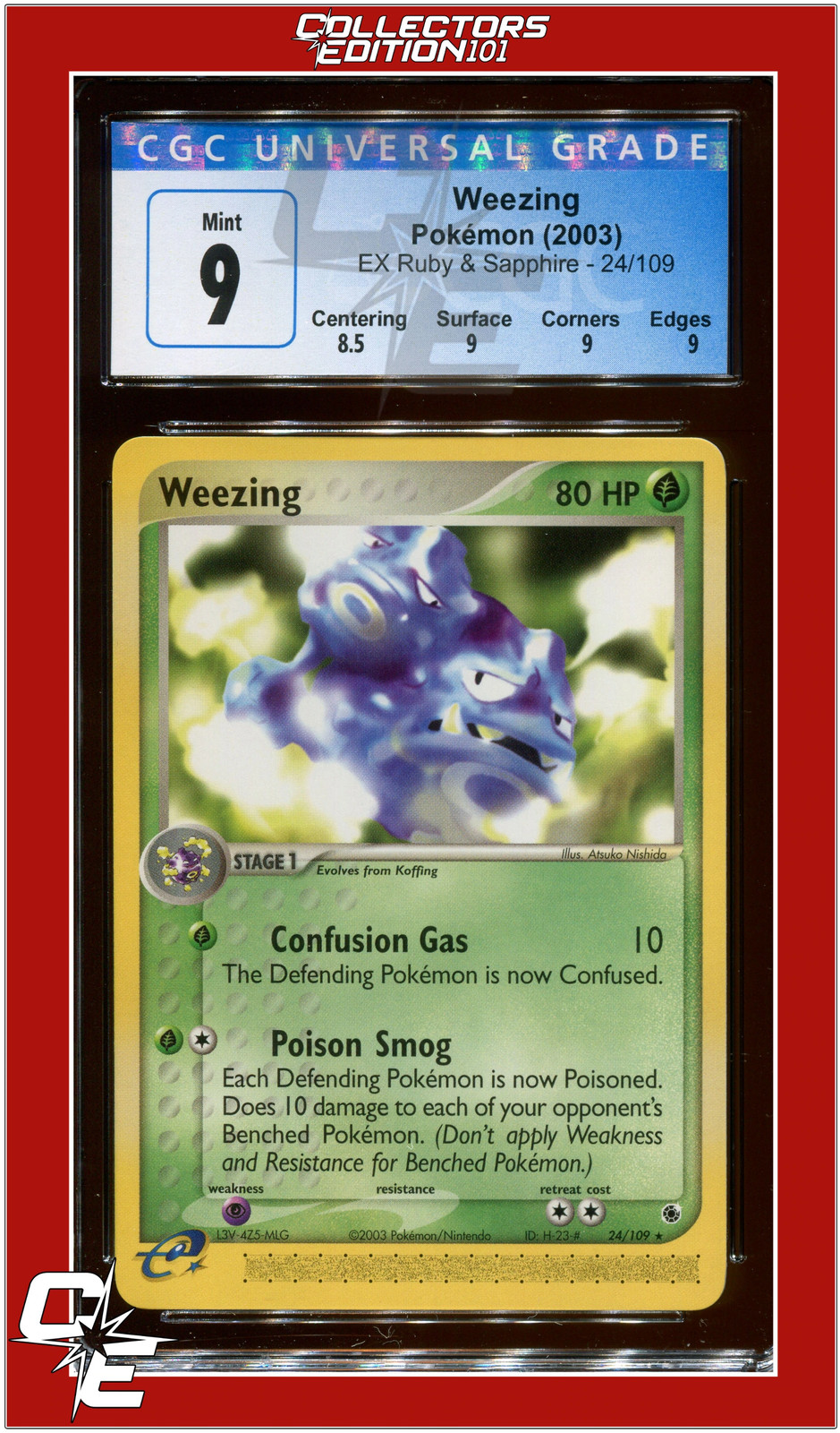 EX Ruby & Sapphire 24 Weezing CGC 9 - Subgrades