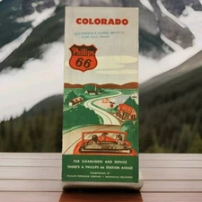 Phillips 66 Colorado Vintage Travel Map Gallagher & Hanna Great Bend Kansas