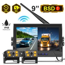 2x Telecamera di retromarcia wireless + monitor split 9" IPS DVR per camion/rimorchio/bus/furgone