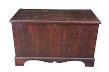 Antique 19th Century Painted Grain Poplar Dovetailed Blanket Storage Trunk Chest