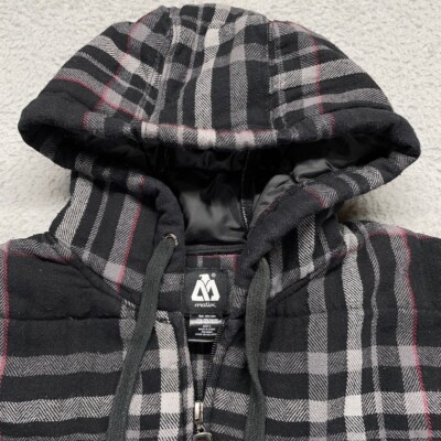 Matix Asher Hoodie Large Gray Plaid Full Zip Quilted Puff Coat Jacket  Snowboard