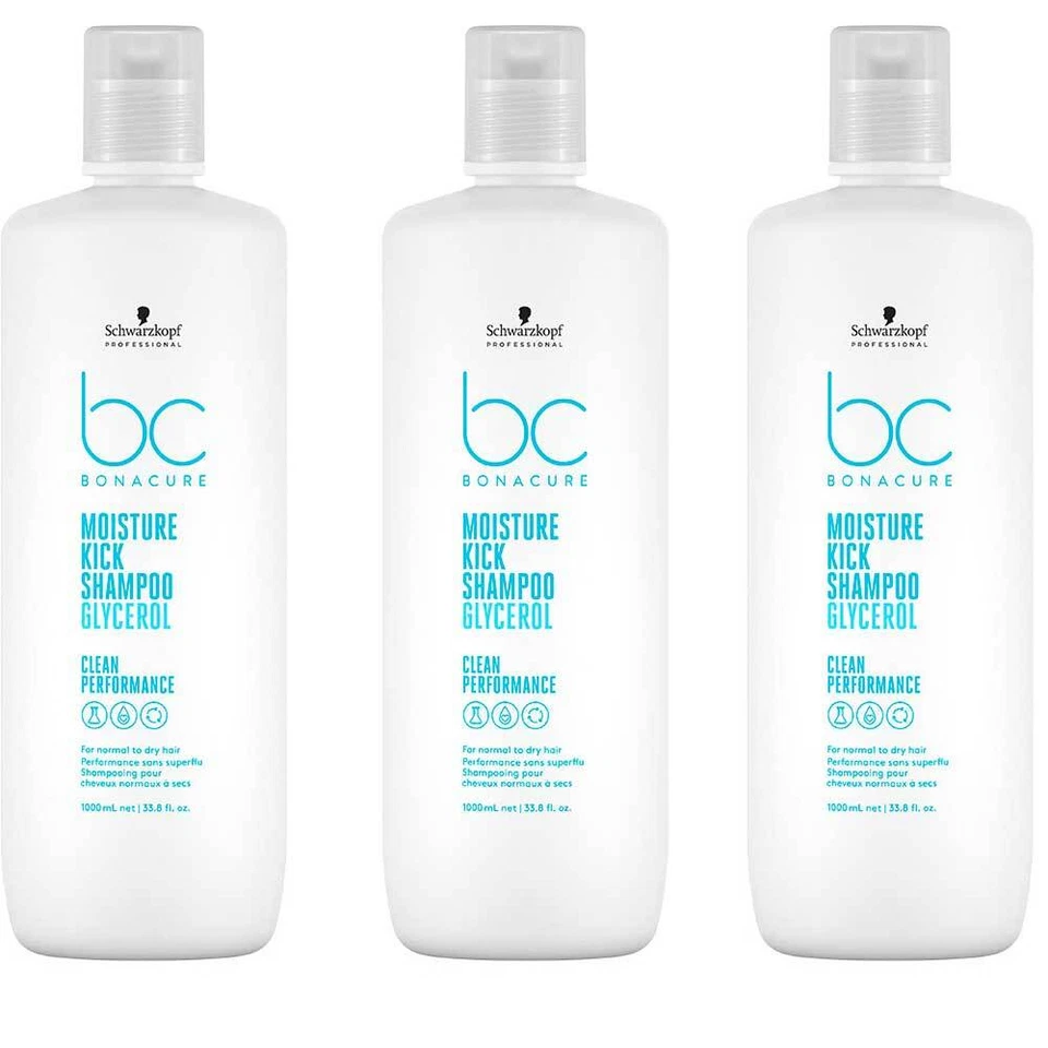 3x Schwarzkopf BC Bonacure Moisture Kick Shampoo 1000ml = 3000ml