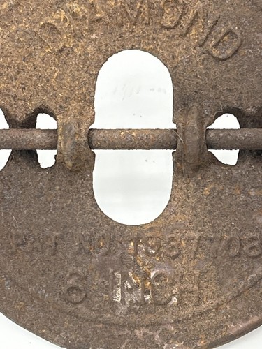 Amortiguador de diamante de hierro fundido Adams CO 6 pulgadas Dubuque IA Primitive tiene número de patente - Imagen 4 de 11