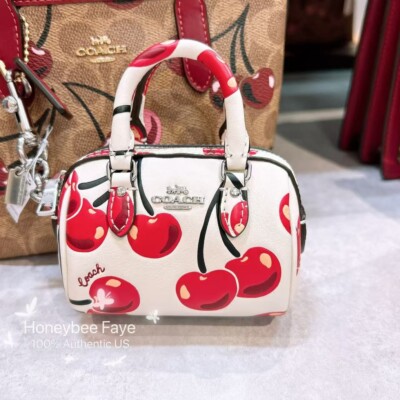 NWT Coach Mini Rowan Bag Charm With Cherry Print CZ082 🍒 | eBay