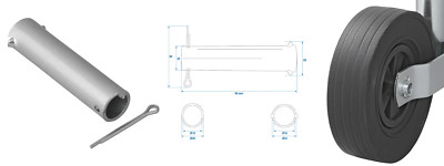 Steckachse 85mm Länge x Ø 20mm Achse mit Splint für Stützrad 48mm Stützräder
