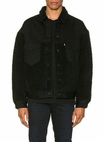 Black Oversized Sherpa Trucker Jacket 