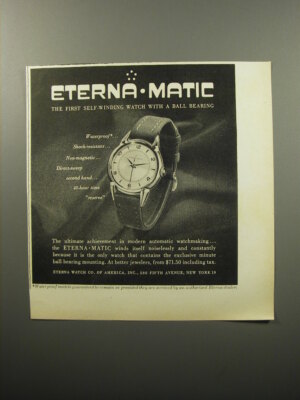 Self Winding Watch First Watch Ever Made 1951 Eterna-Matic Watch