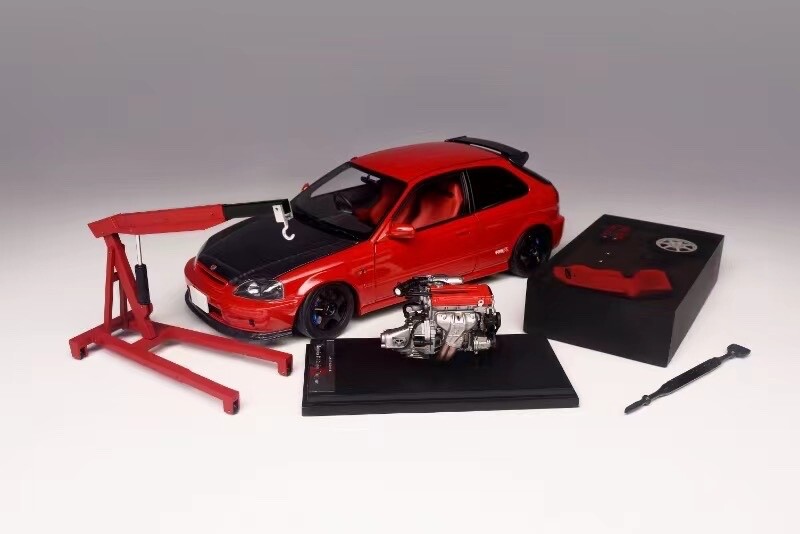 1/18 MotorHelix Honda Civic Type R ( EK9 ) RHD Red Carbon Hood