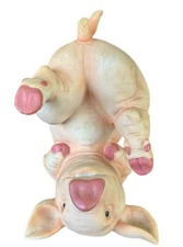 Whimsical Resin Pig Figurine Cute Funny Piggy 5” X 4”