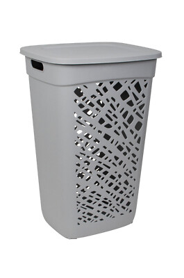 Ondis24 Wäschekorb Wäschetruhe Wäschesammler Wäschepuff Cement 60 L grau