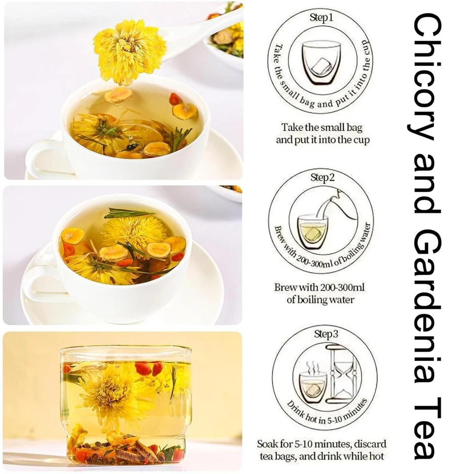 Bolsas de té de achicoria y gardenia, té de riñón e hígado, té chino de raíz de achicoria Wi Foto 3 de 4