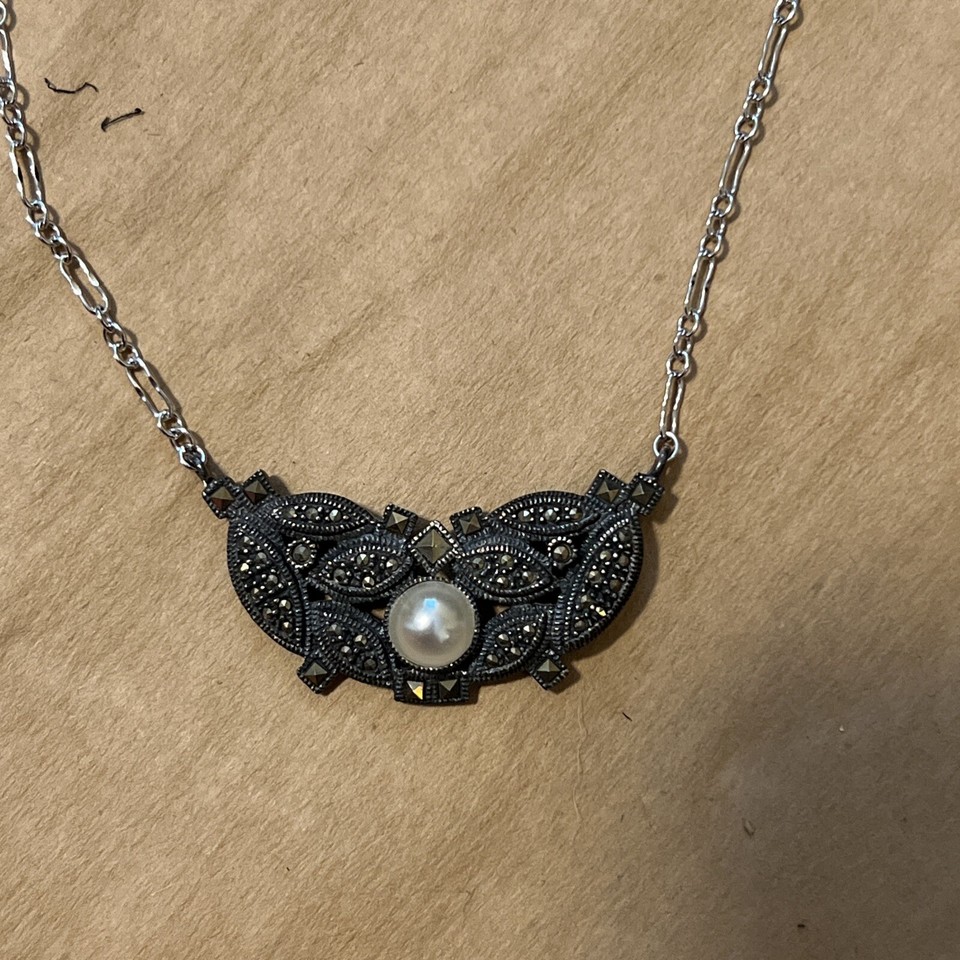Collier Cœur En Argent Sterling Judith Jack - Marcassites, Longueur 9 Pouces, Neuf Avec étiquettes Et Boîte